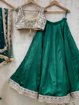 Emerald Green Mirror Lehenga Set image 1