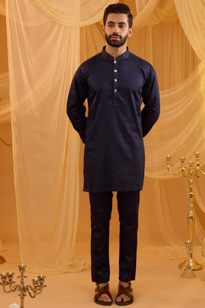 Navy Blue Sequin Embroidered Indowestern Set image 3