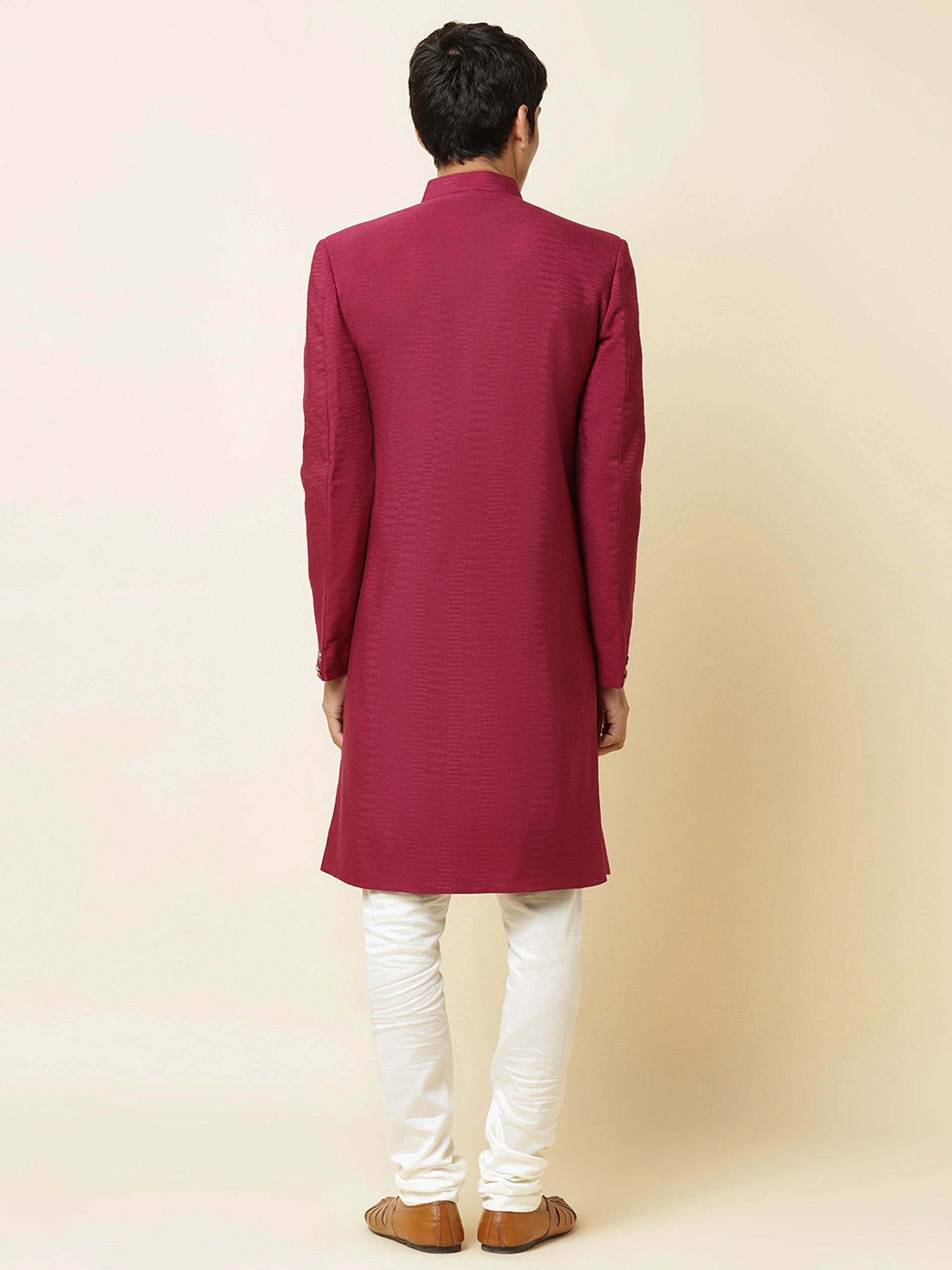 Burgundy Sherwani Set image 2