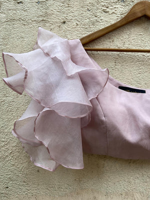 One-Shoulder Ruffle Lehenga Set image 4