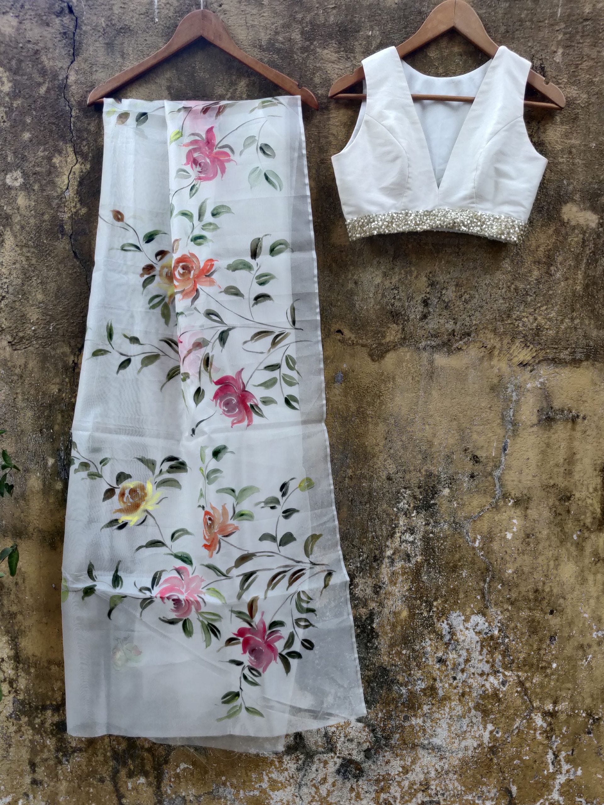 Ivory Lehenga with Hand Painted Dupatta image 1