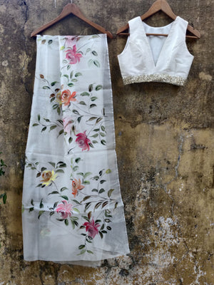 Ivory Lehenga with Hand Painted Dupatta image 1