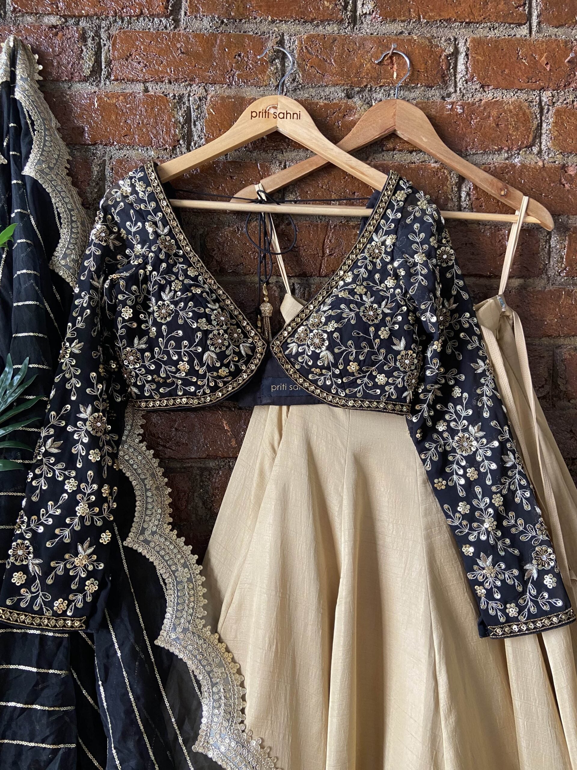 Black and Beige Sharmily Lehenga Set image 3