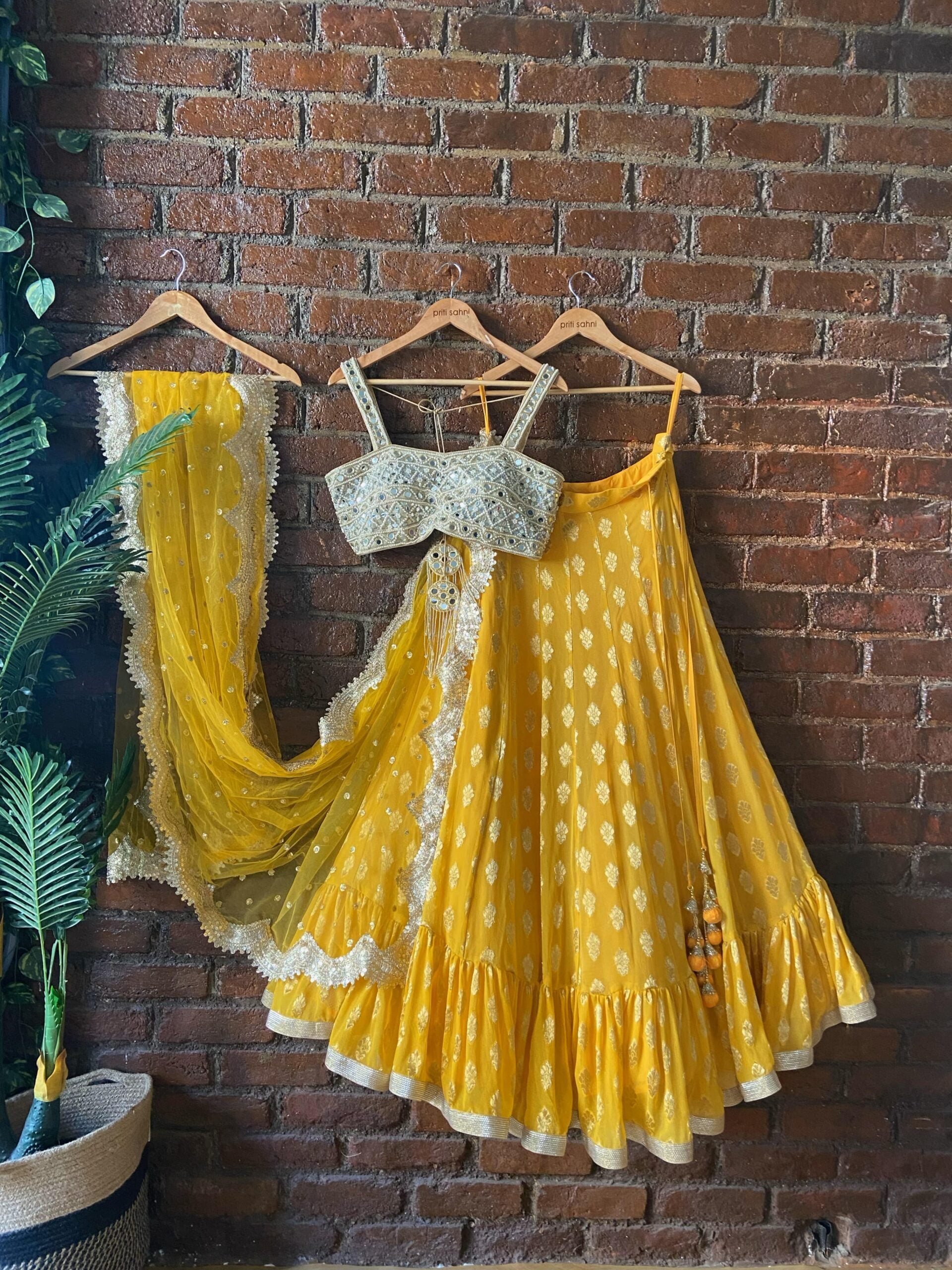 Turmeric Yellow Ruffle Lehenga Set - M image