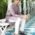 Grey Pink Cotton Kurta Set image 0