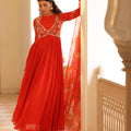 Georgette Crepe Double Neck Anarkali image 0