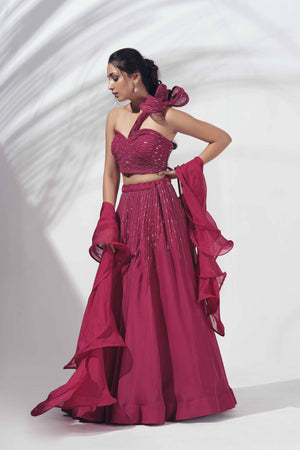 Pink Drama Lehenga - M image