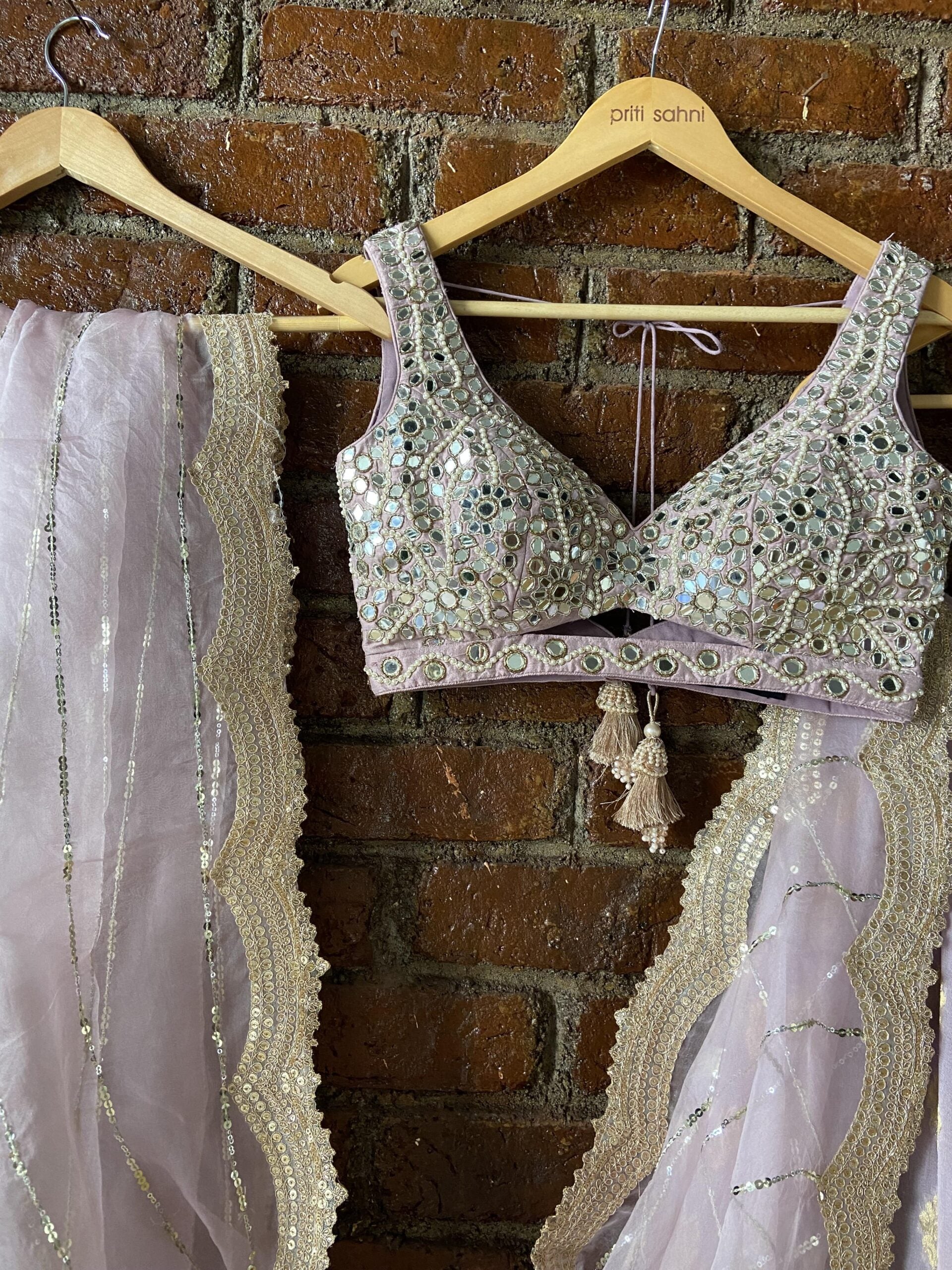 Mirror Work Blouse Lehenga Set image 4