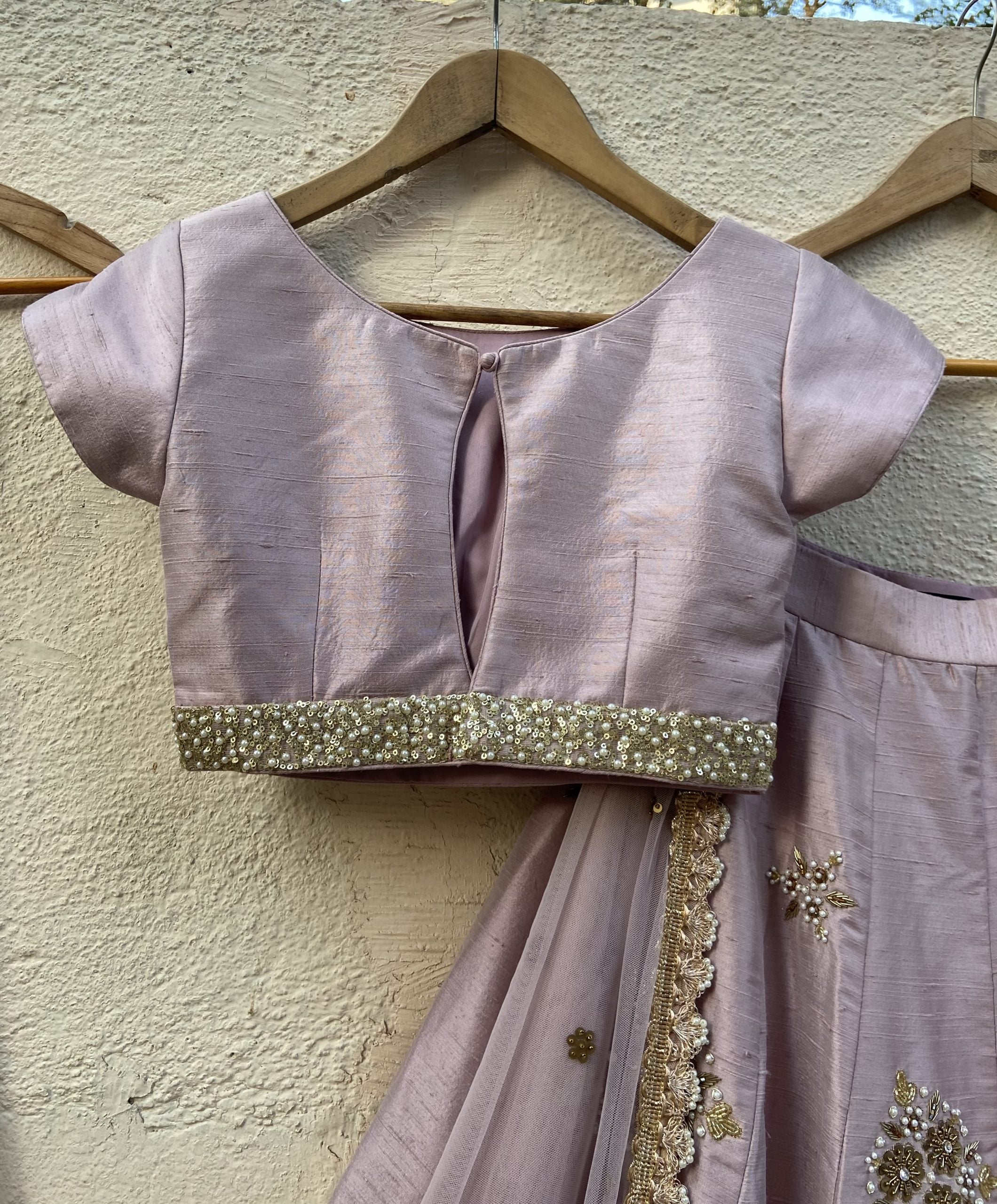 Lavender Raw Silk Lehenga image 4