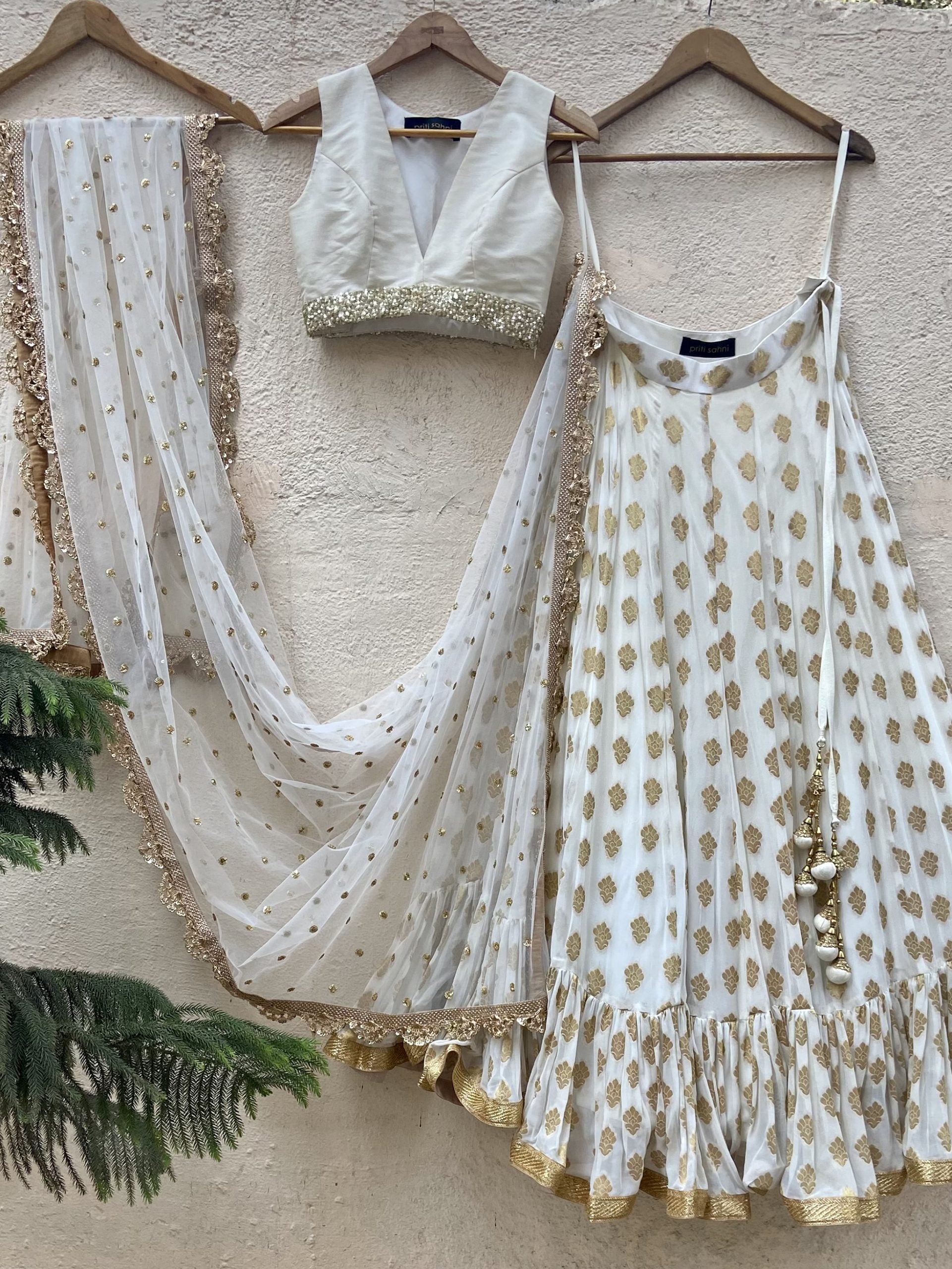 Ivory Ruffle Lehenga Set image 0