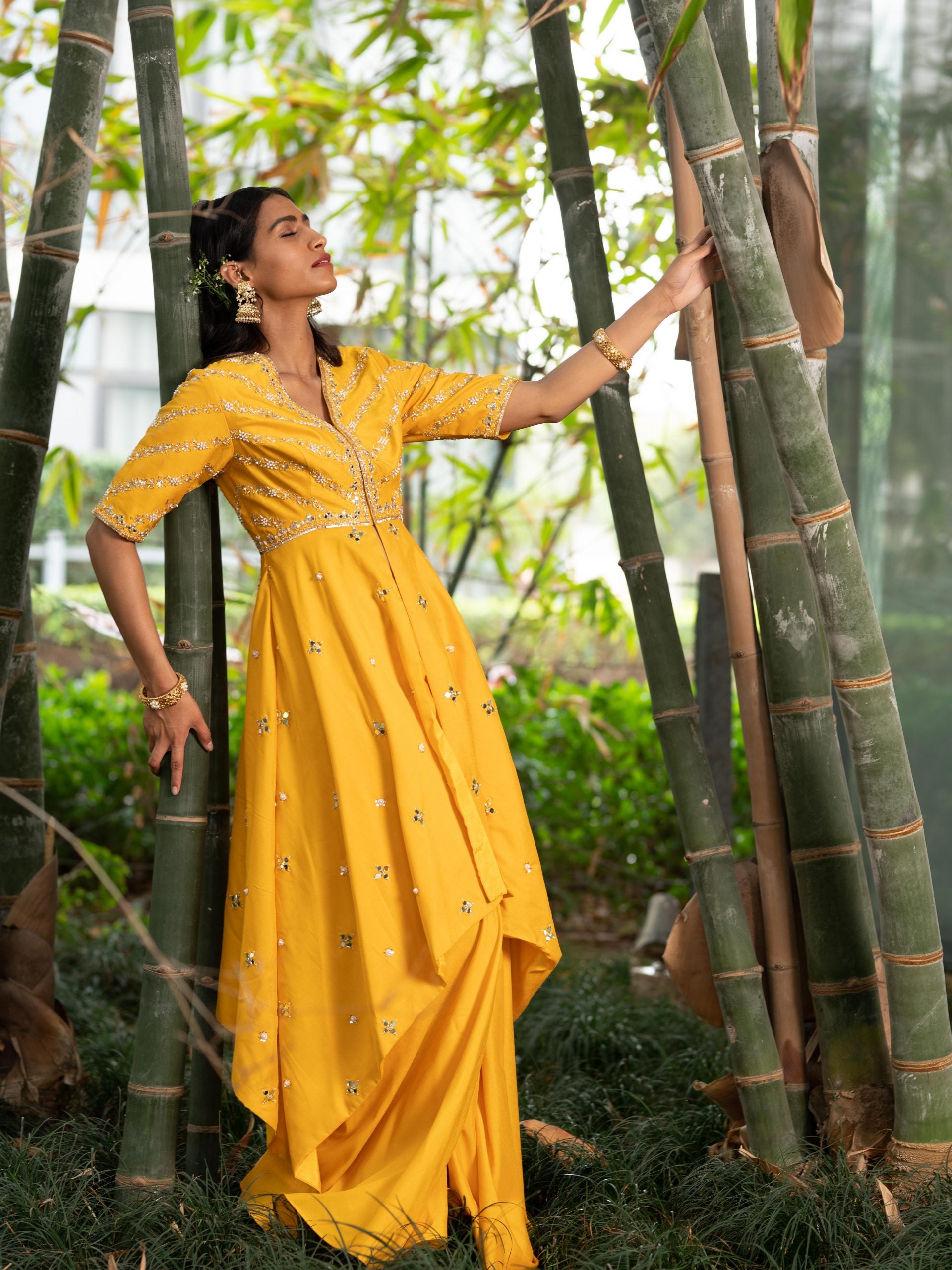 Yellow Raabya Kurta Sharara Set image 3