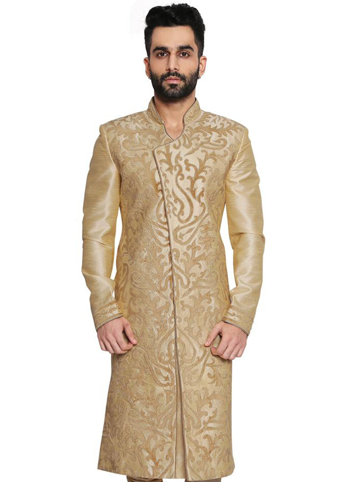 Khakhi Sherwani Set image 1
