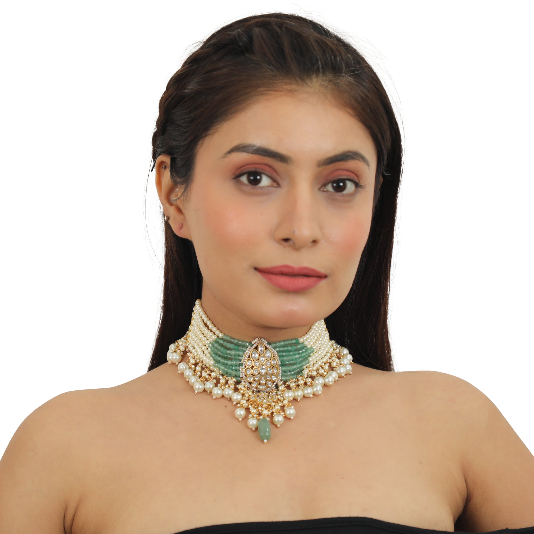 22KT Gold Plated Choker Necklace Set image 4