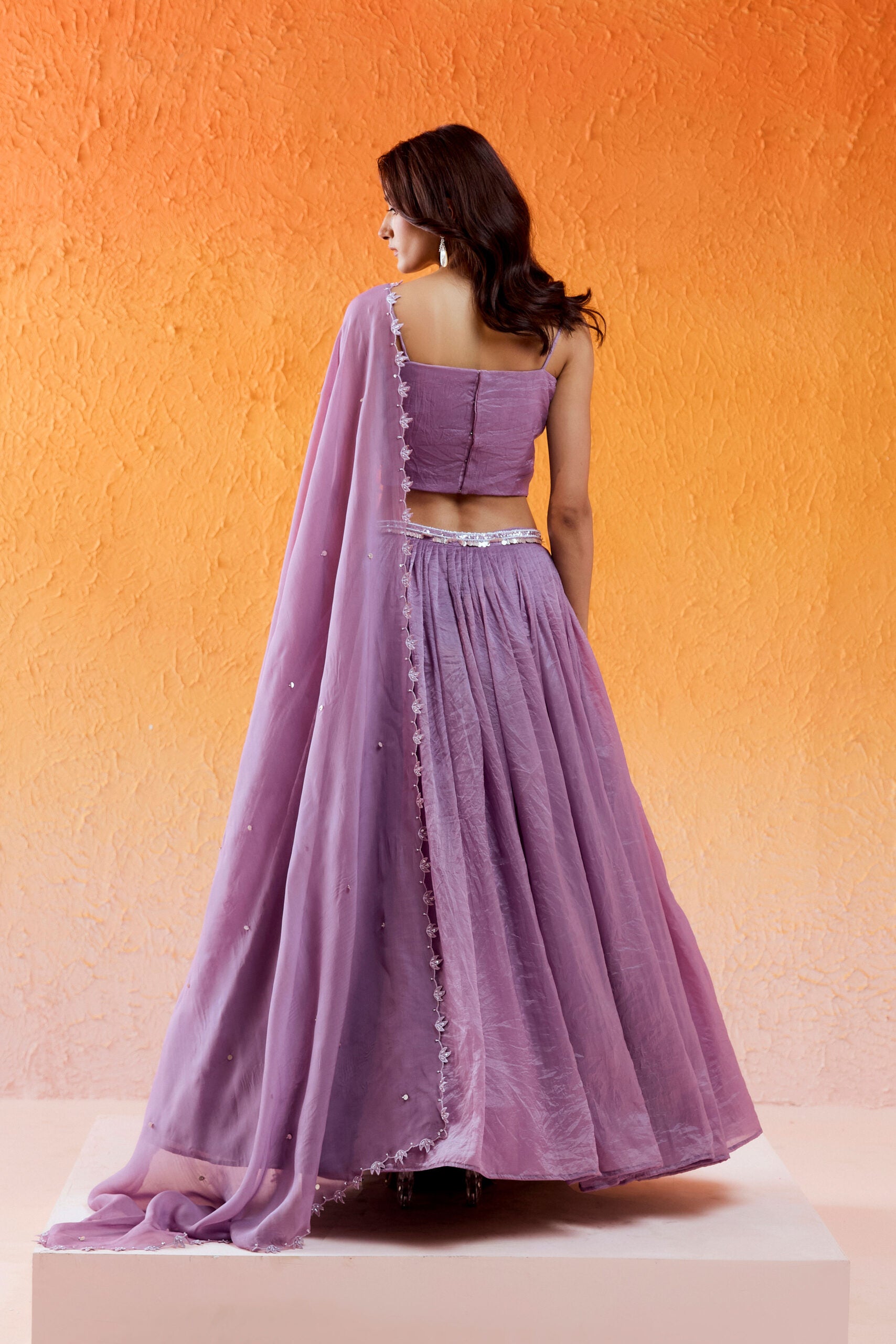Lavender Embroidered Lehenga Set image 5