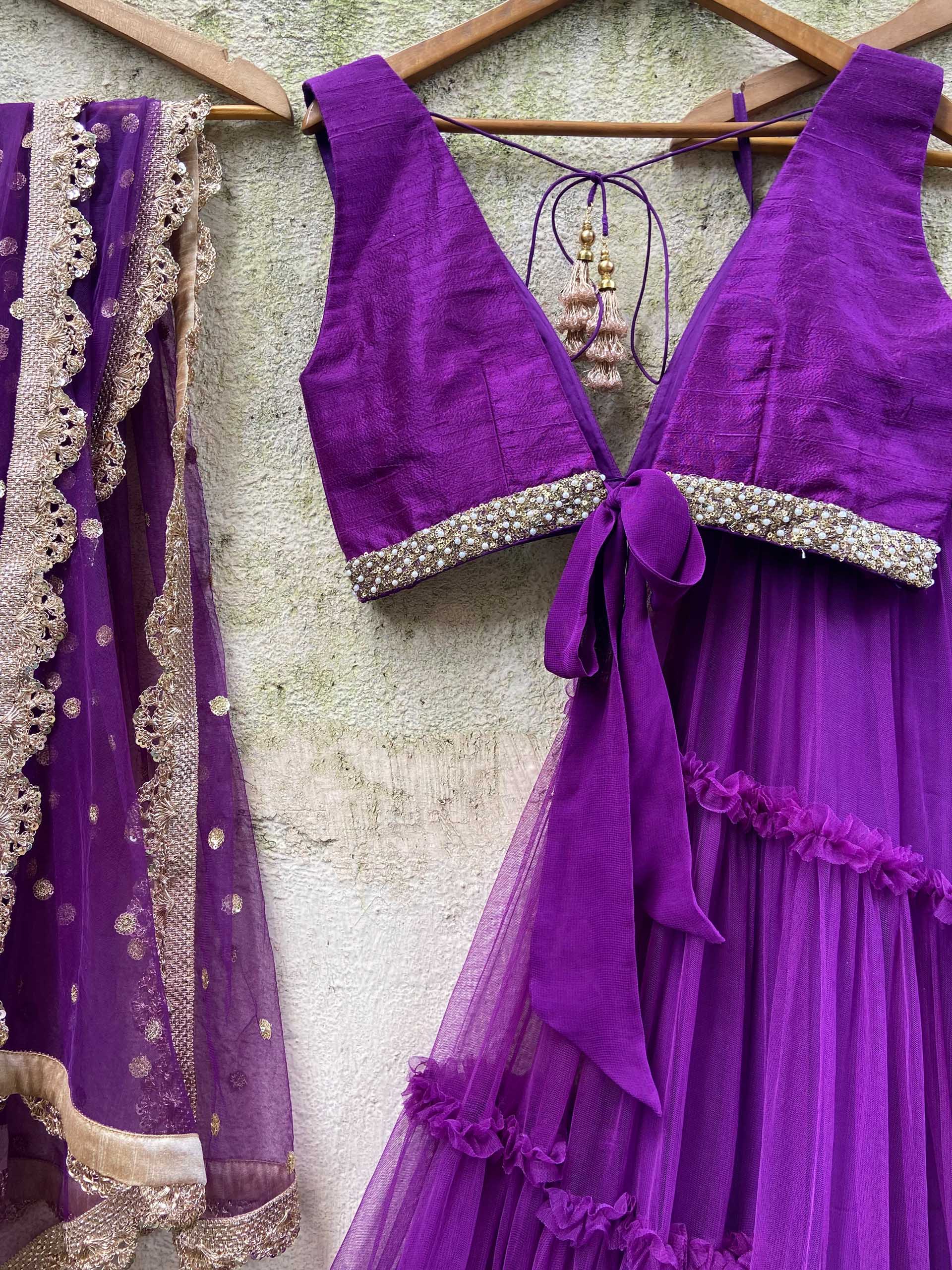 Purple Tier Ruffle Lehenga Set image 2