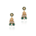 Green Floral Jhumki With White Pearls image 0
