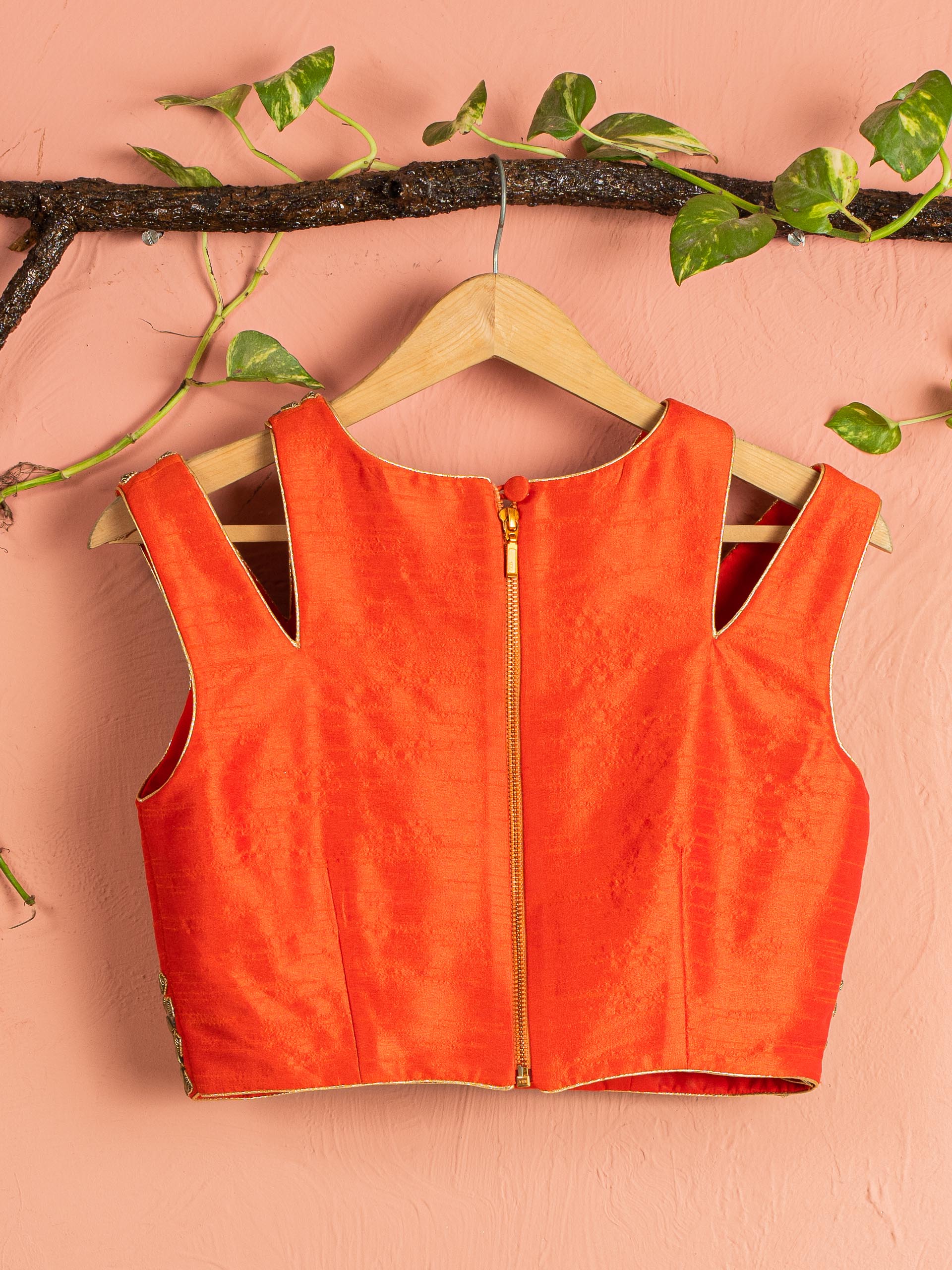 Ivory and Orange Mirror Lehenga Set image 2