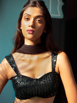 Black Sequins Lehenga Set image 2