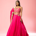 Hot Pink Embroidered Lehenga Set image 0