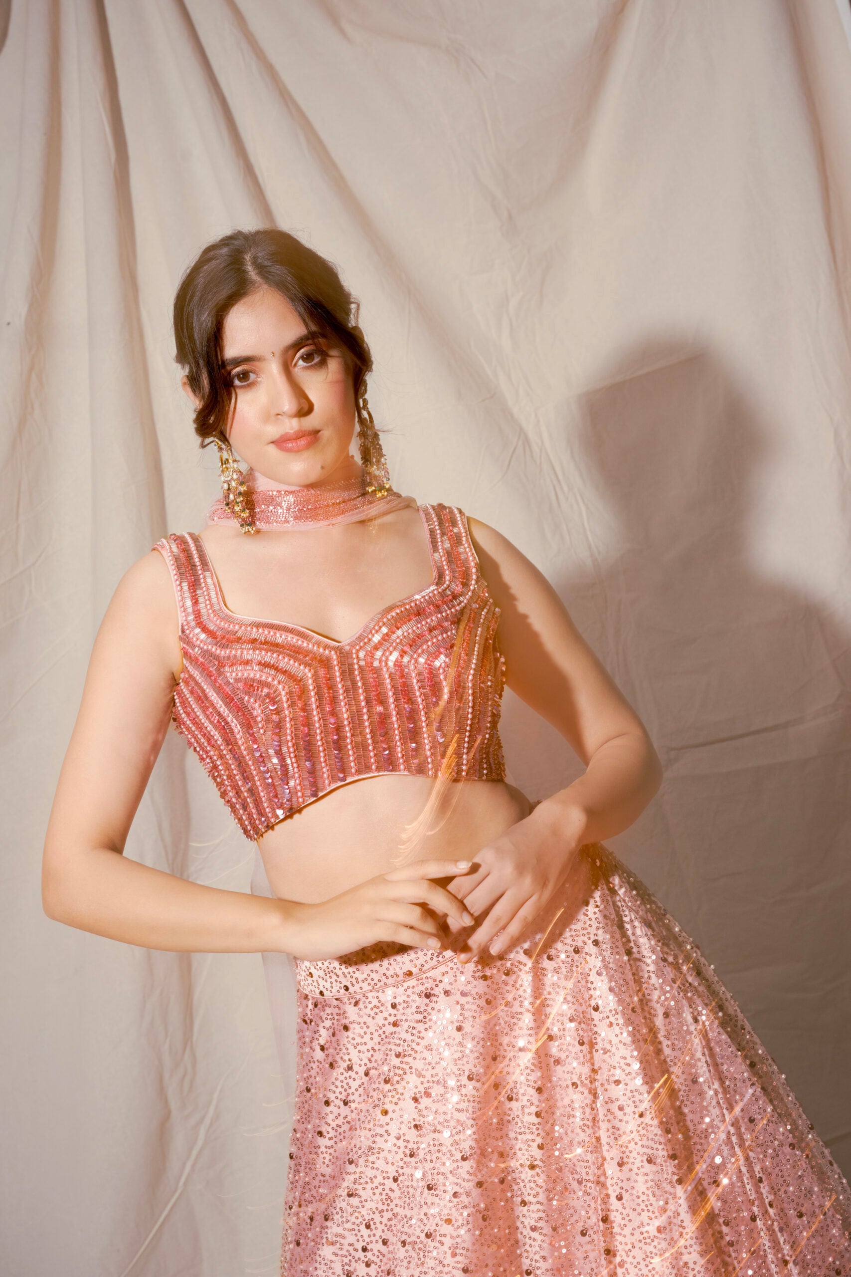 Rose Gold Glam Lehenga Set image 6