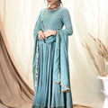 Aqua Green Polka Dot Anarkali Set image 0