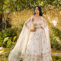 Off-White Georgette Crepe Embroidered Lehenga Set image 0