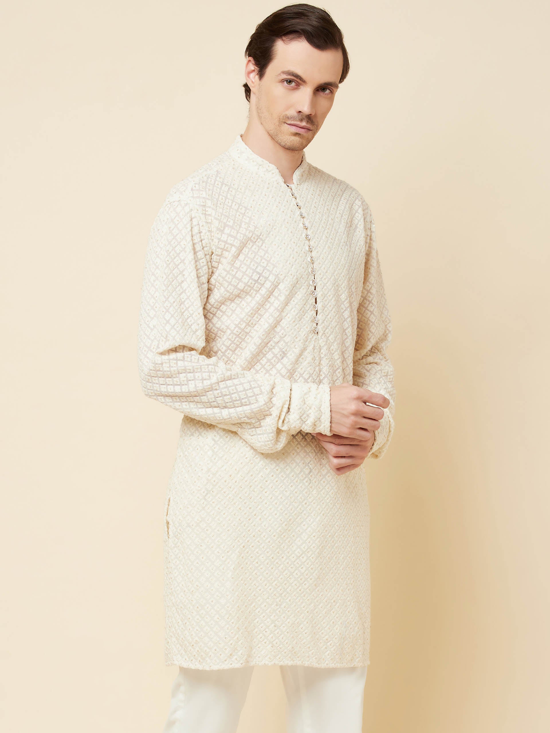 Lucknowi Embroidered Kurta Set image 5