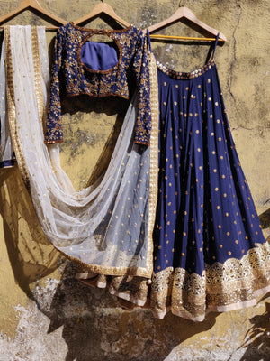 Navy Blue Georgette Lehenga image 1