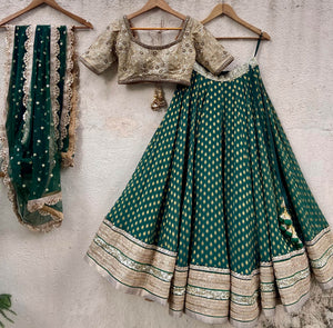 Green and Nude Lehenga Set - Custom image
