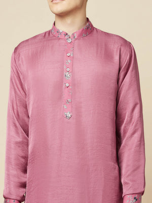 Mauve Art Silk Print Kurta image 3