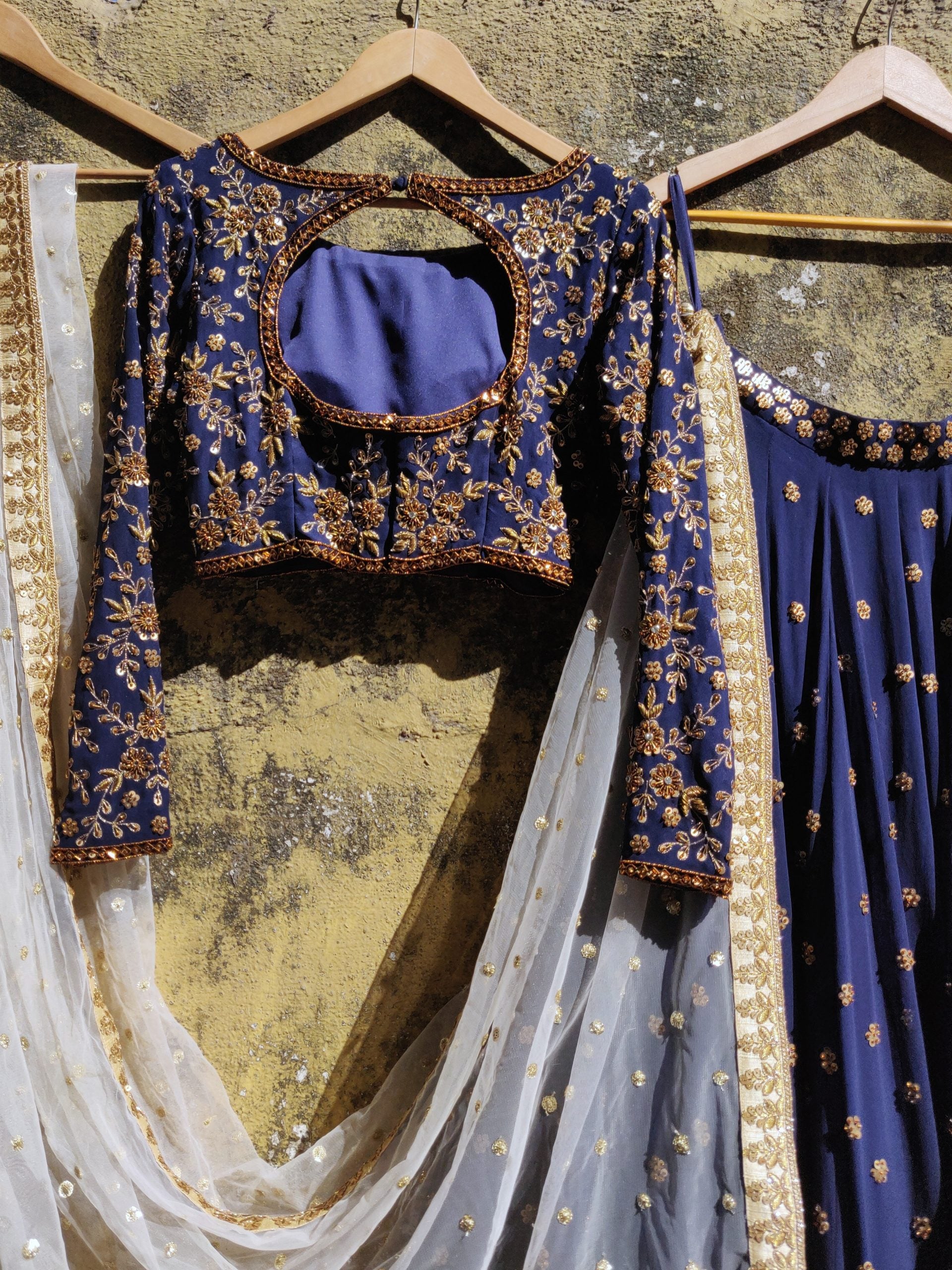 Navy Blue Georgette Lehenga image 2