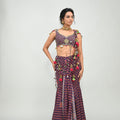 Plum Pre Stitched Tassel Saree Paired with Badla Highlighted Blouse image 0
