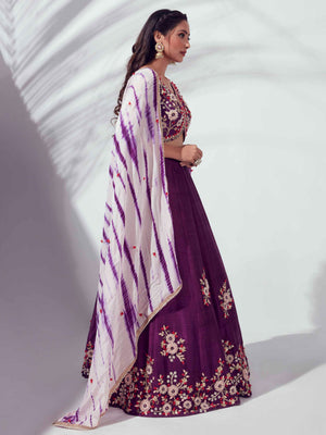 Purple Floral Lehenga Set image 3