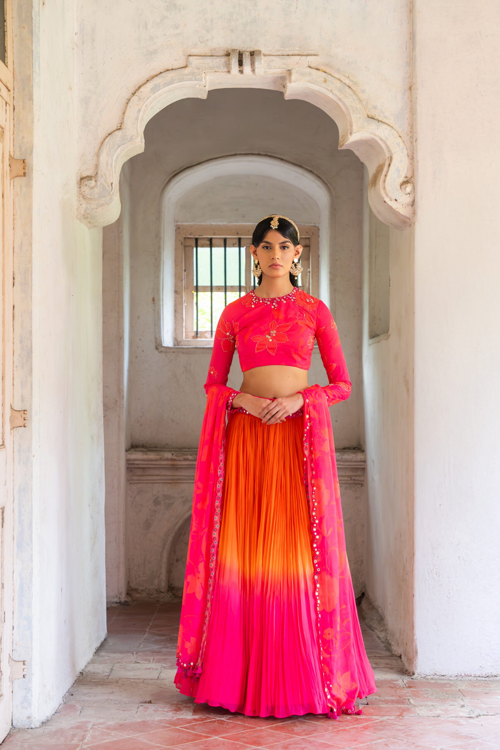Coral Sunset Lehenga image 4