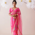 Pink Net Saree image 0