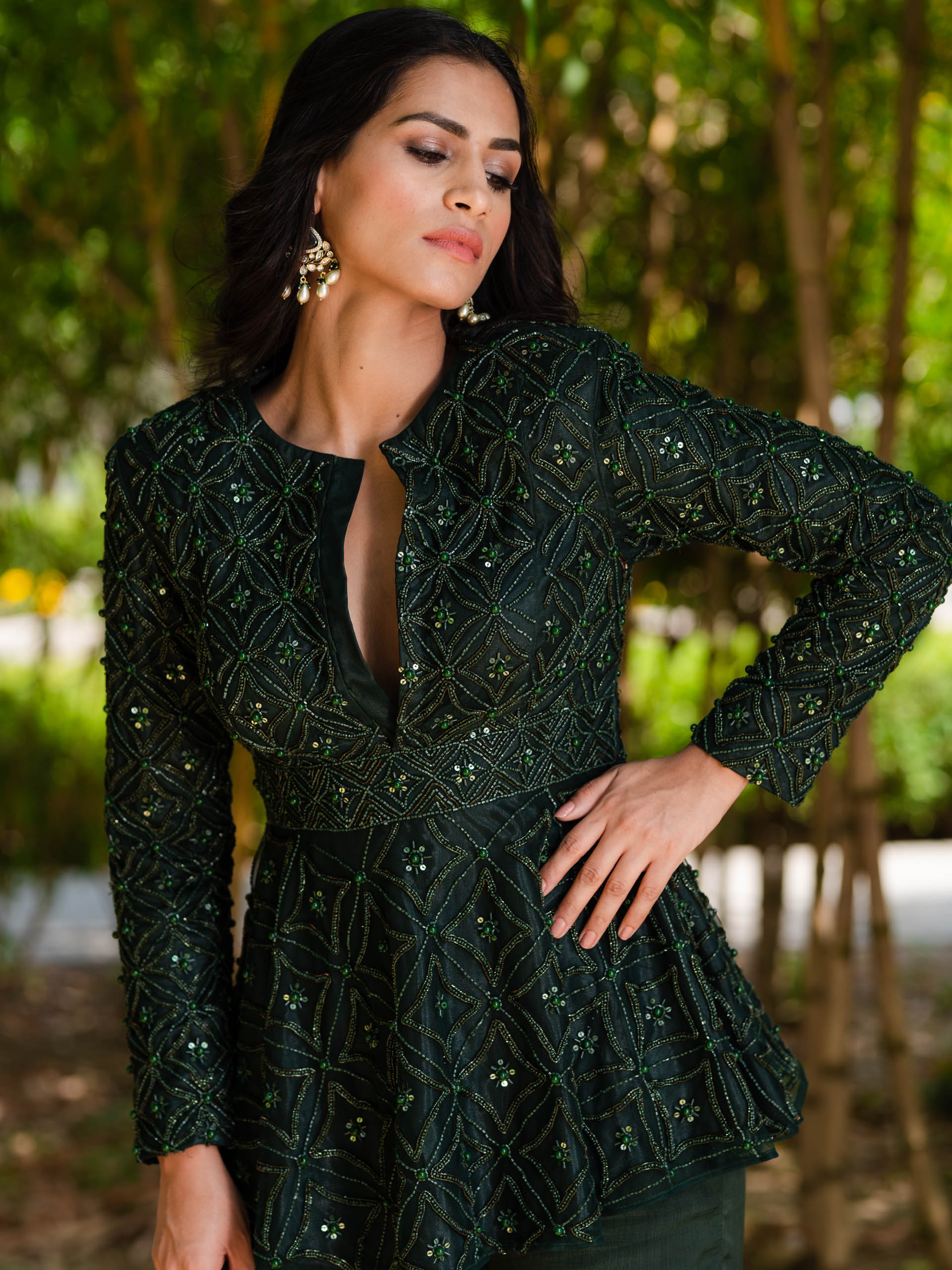 Dark Green Tarah Sharara Set image 1
