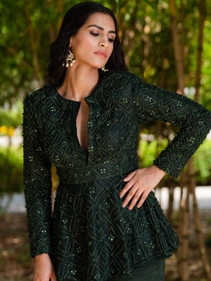 Dark Green Tarah Sharara Set image 1