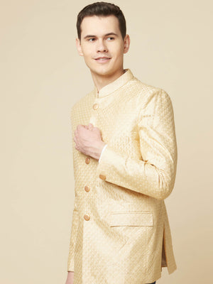 Nude Jacquard Jodhpuri Jacket image 8