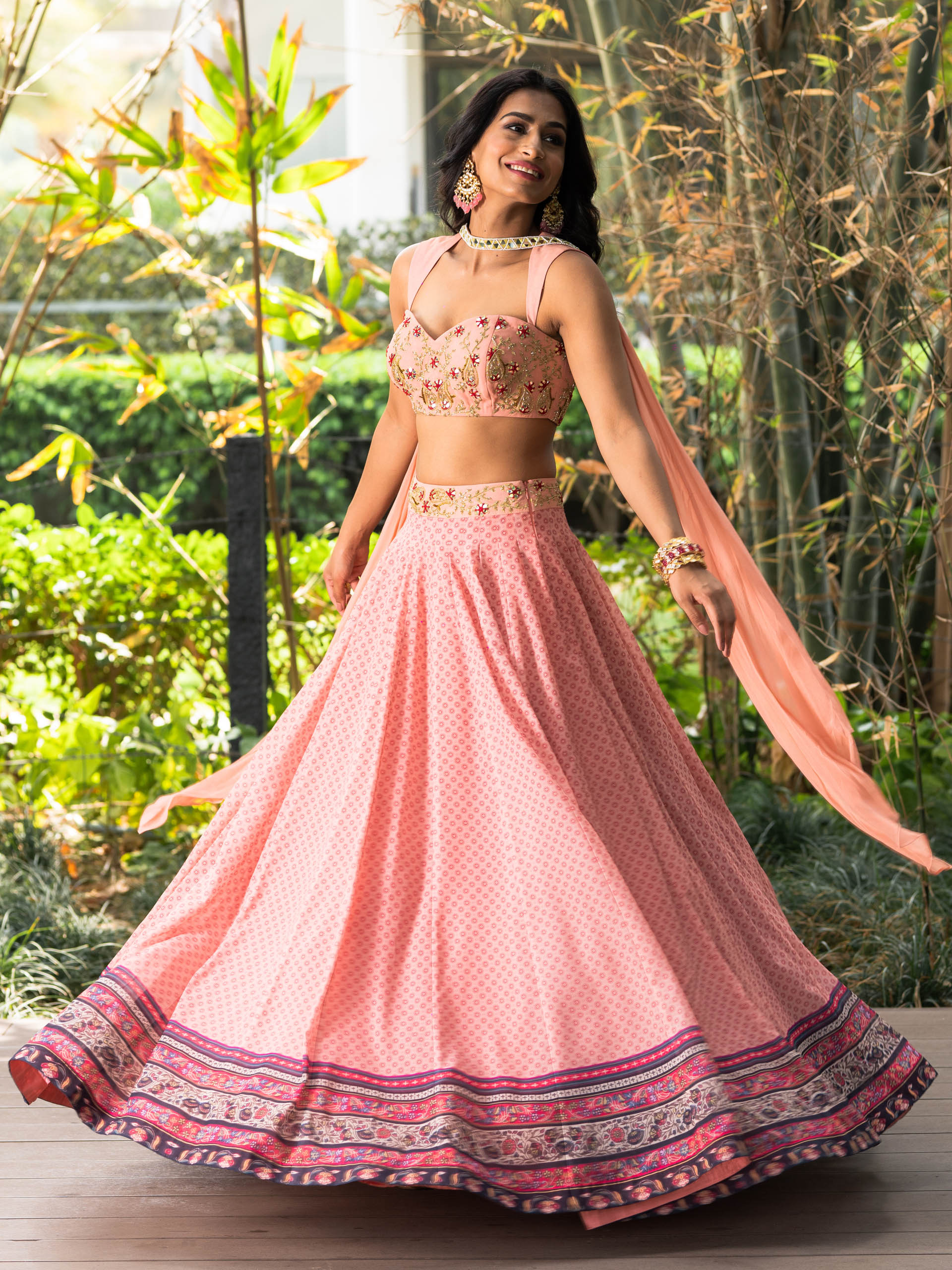 Salmon Pink Tori Lehenga Set image 0