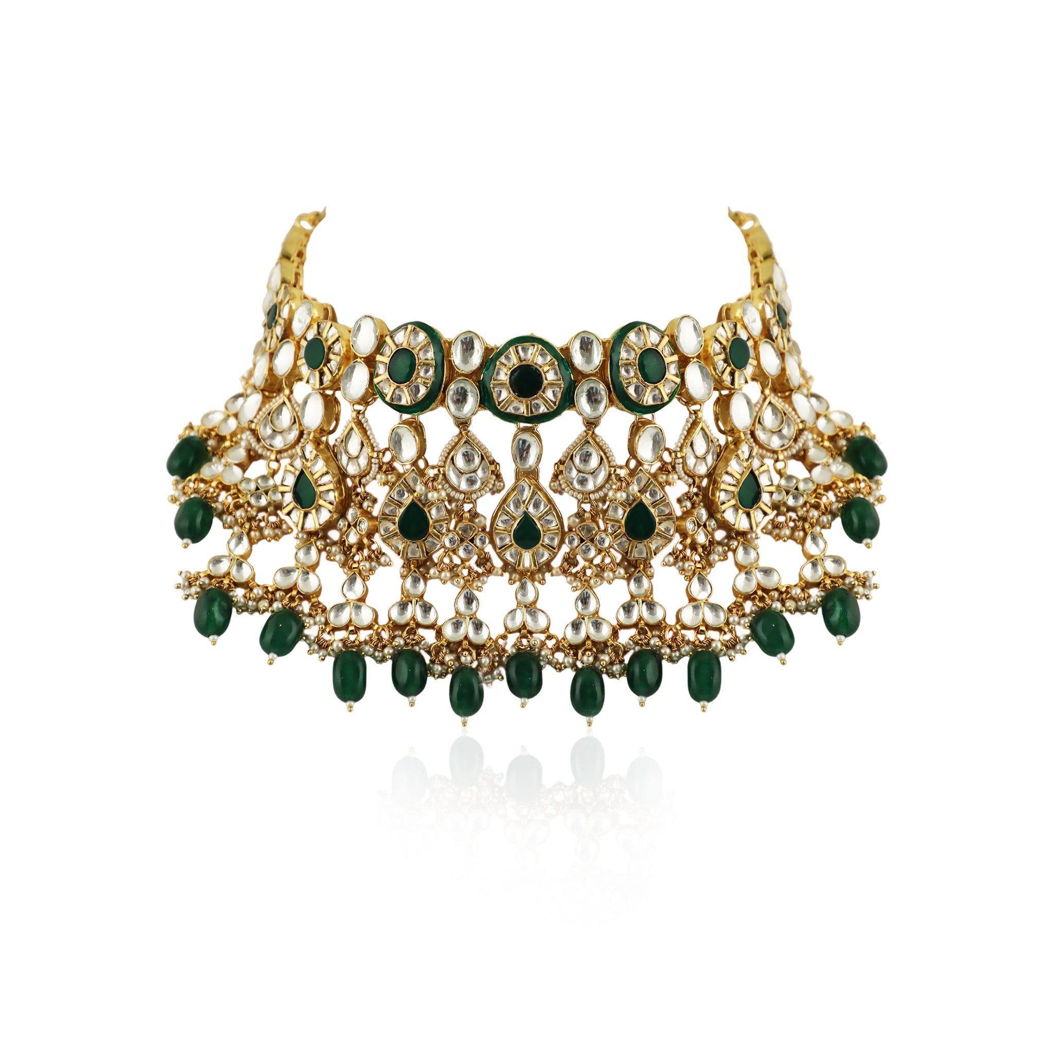 Green Meenakari Layered Necklace Set image 4