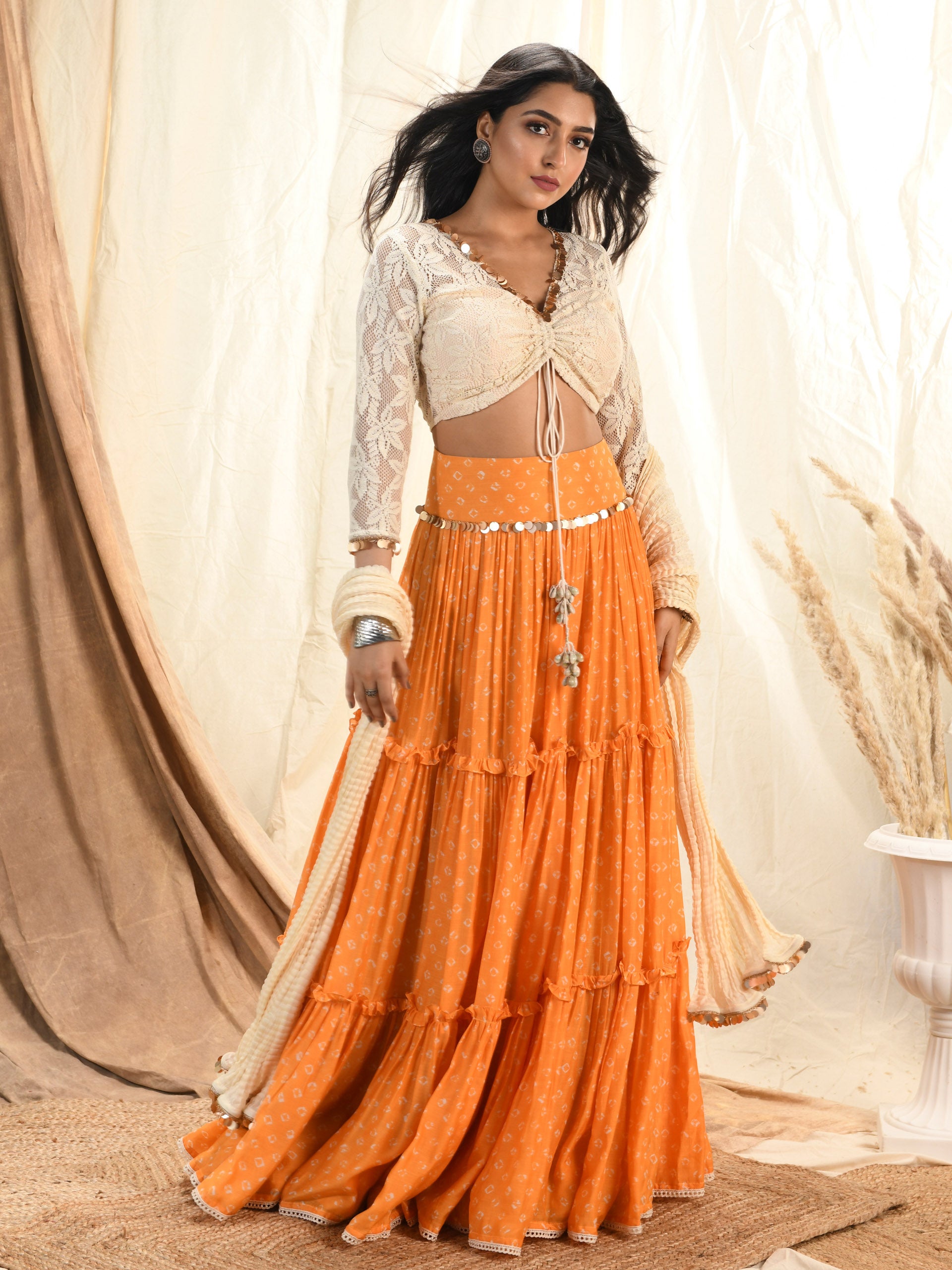 Mango Bandhni Lehenga Set image 0