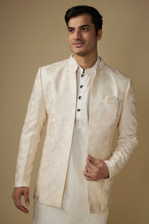 Ivory Embroidered Indo Western Set image 3