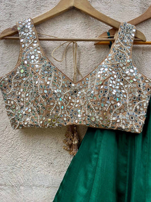 Emerald Green Mirror Lehenga Set image 4