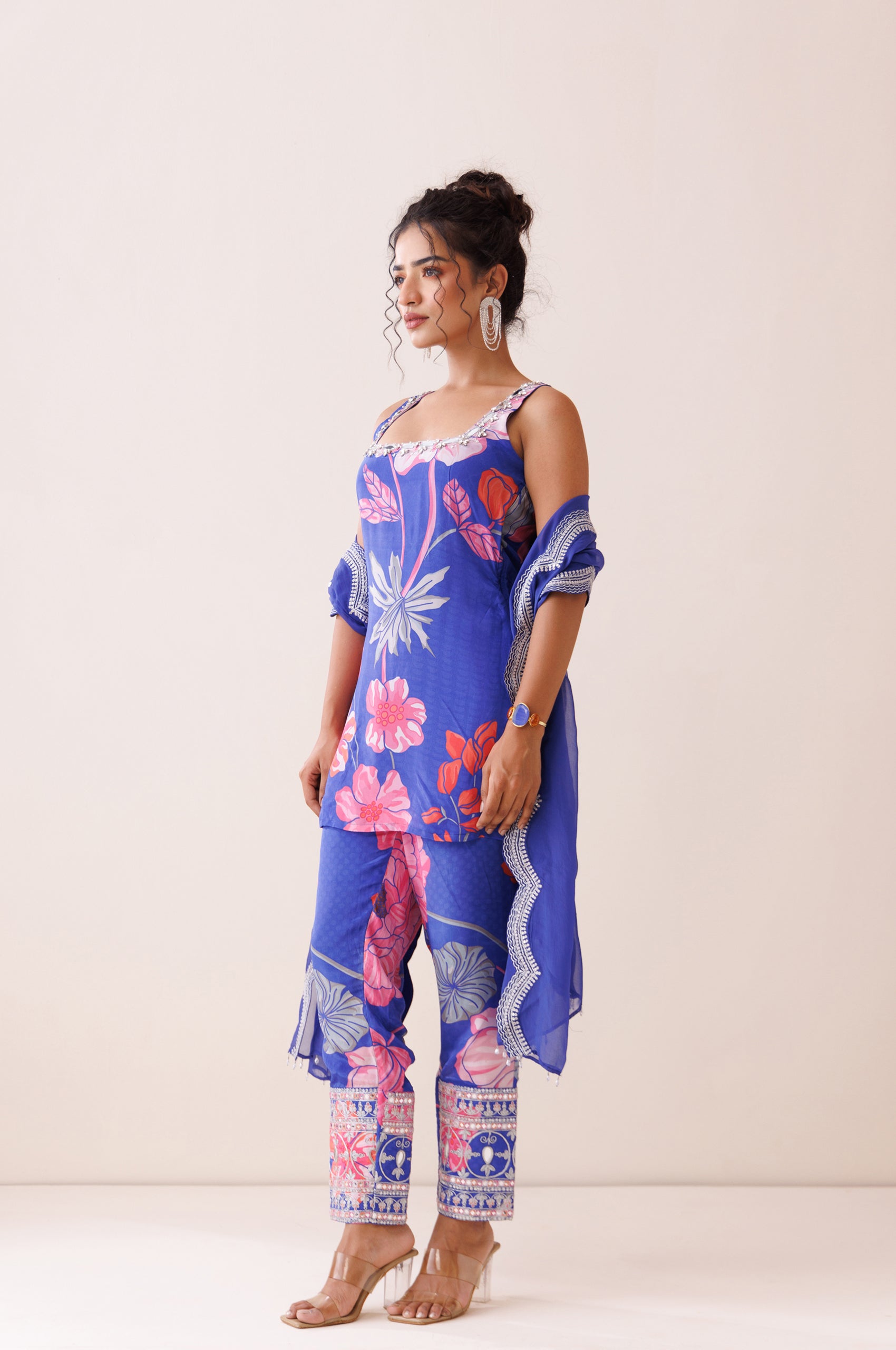 Blue Square Neck Kurta Set image 3