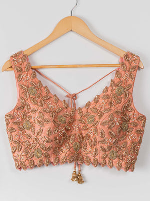 Peach and Aqua Blue Lehenga Set image 3