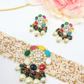 Multi Color Choker Set With Pearl Drop image 0