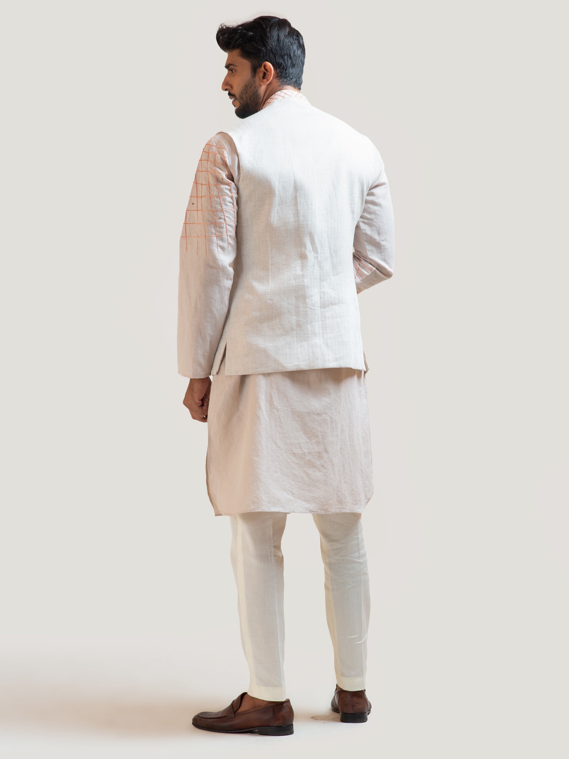 Asymmetric Thread Nehru Kurta Set image 1