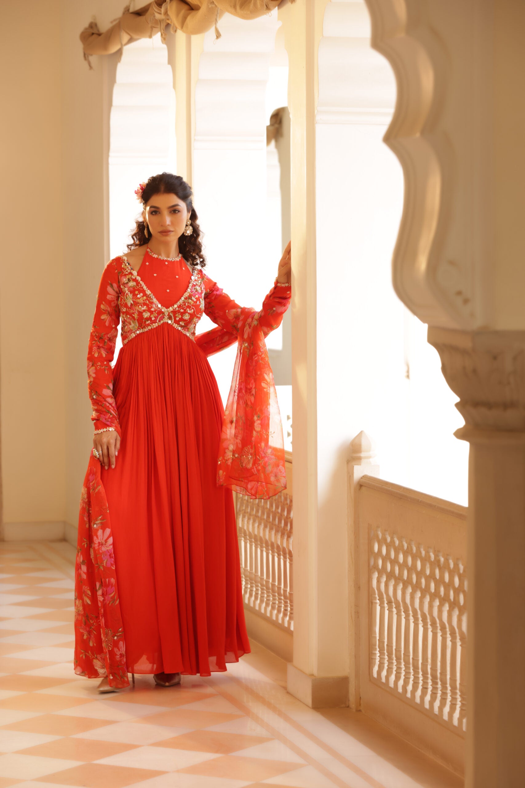 Georgette Crepe Double Neck Anarkali image 12