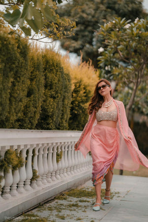 Ombre Print Skirt with Cape And Bustier image 4