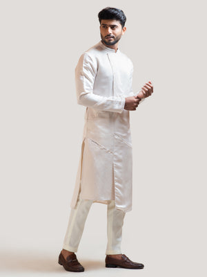 Cream Mirror Work Kurta Set image 1